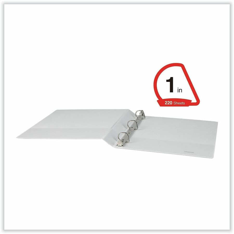 1" Binder Capacity - Letter - 8 1/2" x 11" Sheet Size - 220 Sheet Capacity - 3 Ring(s) - Fastener(s): Ring - Pocket(s): 2, Inside Front & Back - Polypropylene - White - 12 / Carton