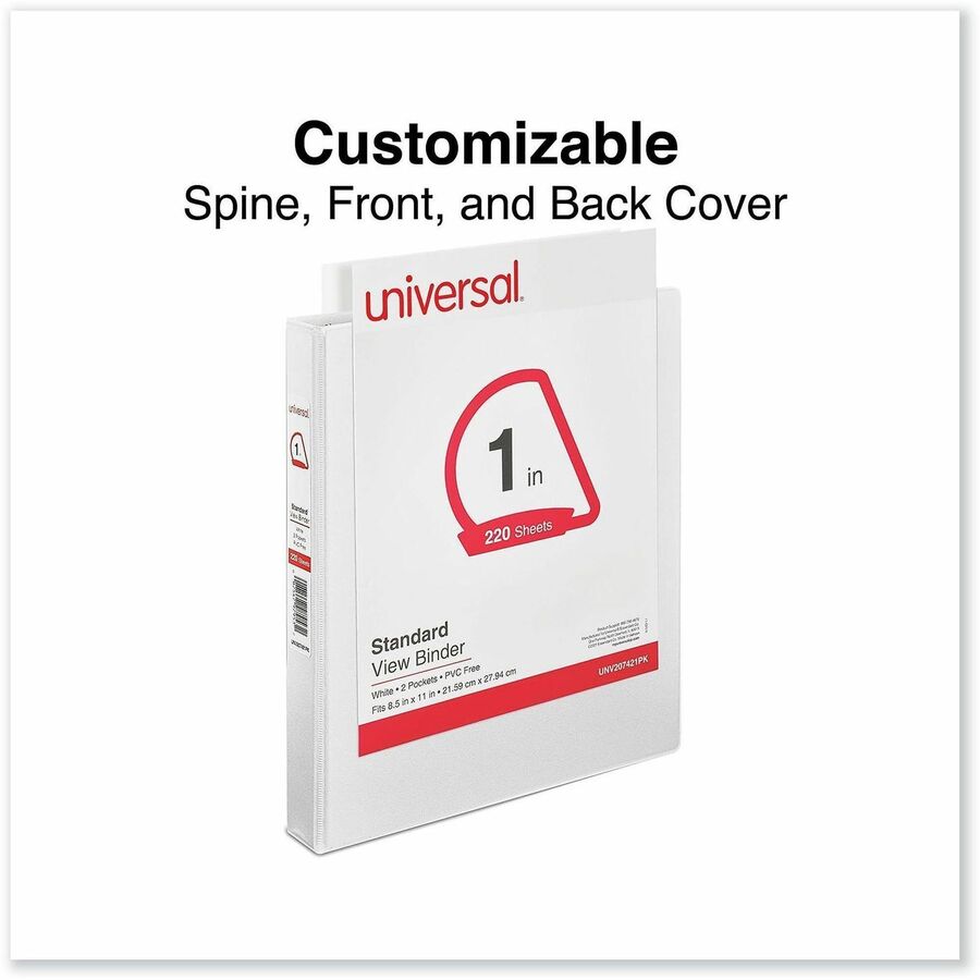 1" Binder Capacity - Letter - 8 1/2" x 11" Sheet Size - 220 Sheet Capacity - 3 Ring(s) - Fastener(s): Ring - Pocket(s): 2, Inside Front & Back - Polypropylene - White - 12 / Carton