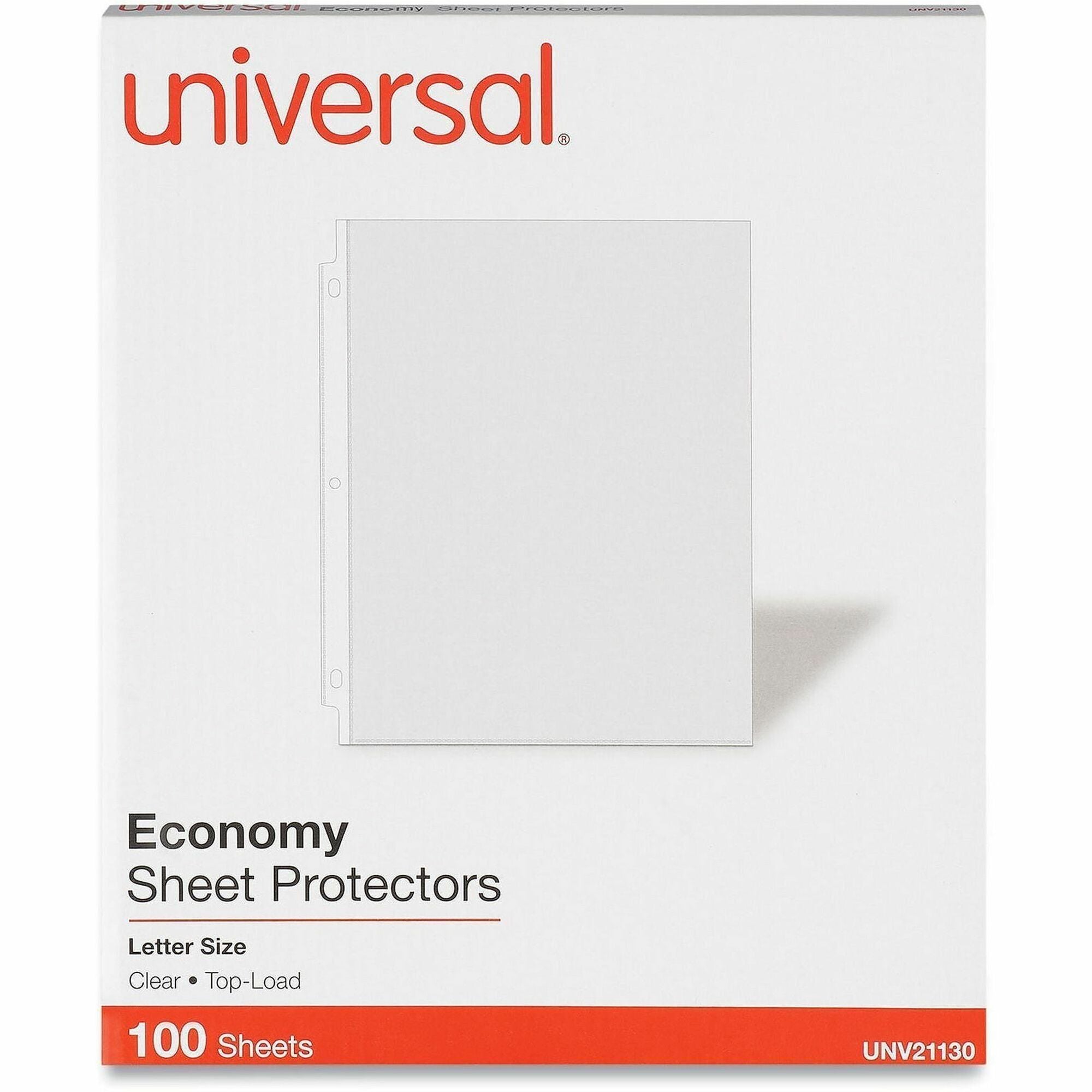 Universal Sheet Protector, Letter Size, 2-Sheet Capacity, 3-Hole Punched, Top Loading, Poly, 100/Box