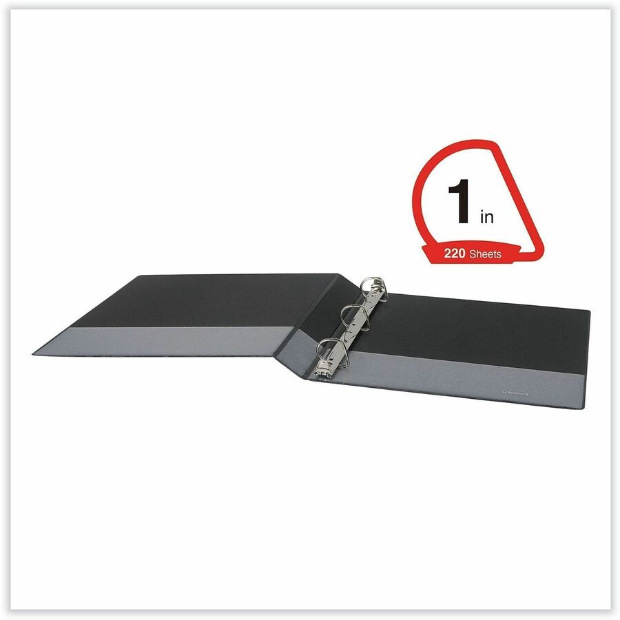 1" Binder Capacity - Letter - 8 1/2" x 11" Sheet Size - 220 Sheet Capacity - 3 Ring(s) - Fastener(s): Ring - Pocket(s): 2, Inside Front & Back - Polypropylene - Black - 12 / Carton