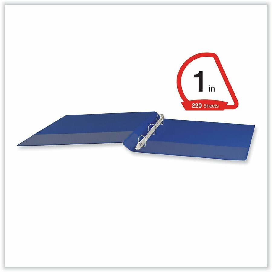 1" Binder Capacity - Letter - 8 1/2" x 11" Sheet Size - 220 Sheet Capacity - 3 Ring(s) - Fastener(s): Ring - Pocket(s): 2, Inside Front & Back - Polypropylene - Navy Blue - 1 Each