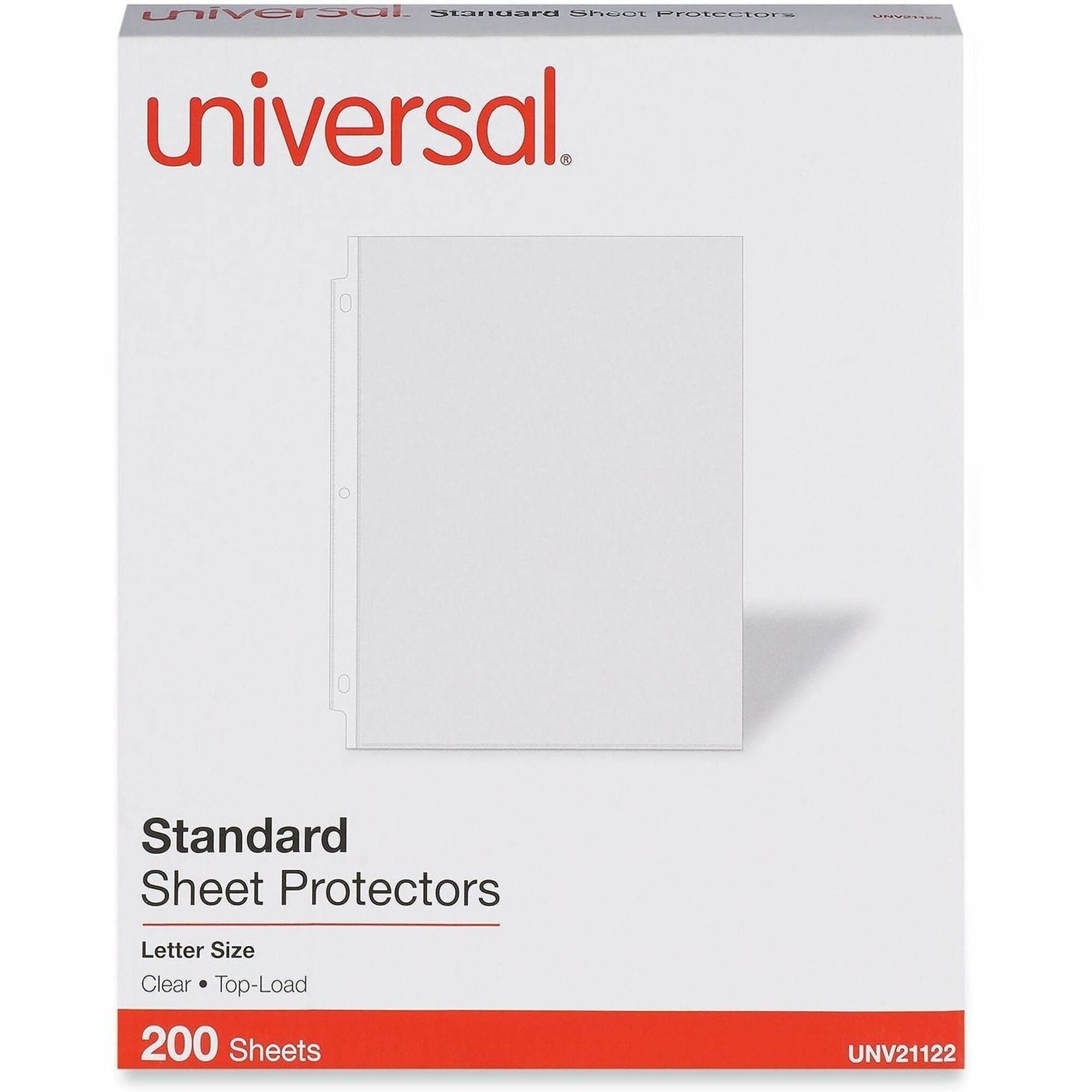 Universal Sheet Protector, 2 Sheet Capacity, Letter Size, 3-Hole Punched, Top Loading, Clear Polypropylene, 200/Box