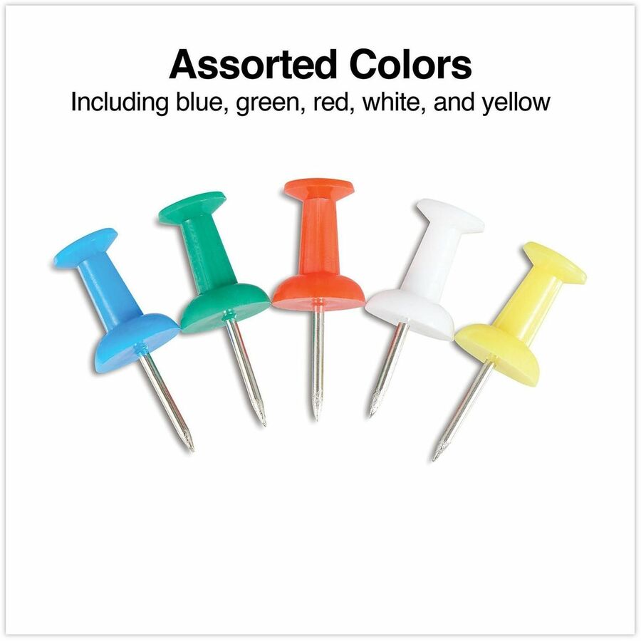 0.38" Shank - 0.25" Head - Assorted, Blue, Green, Red, White, Yellow - Plastic, Steel - 400 / Pack