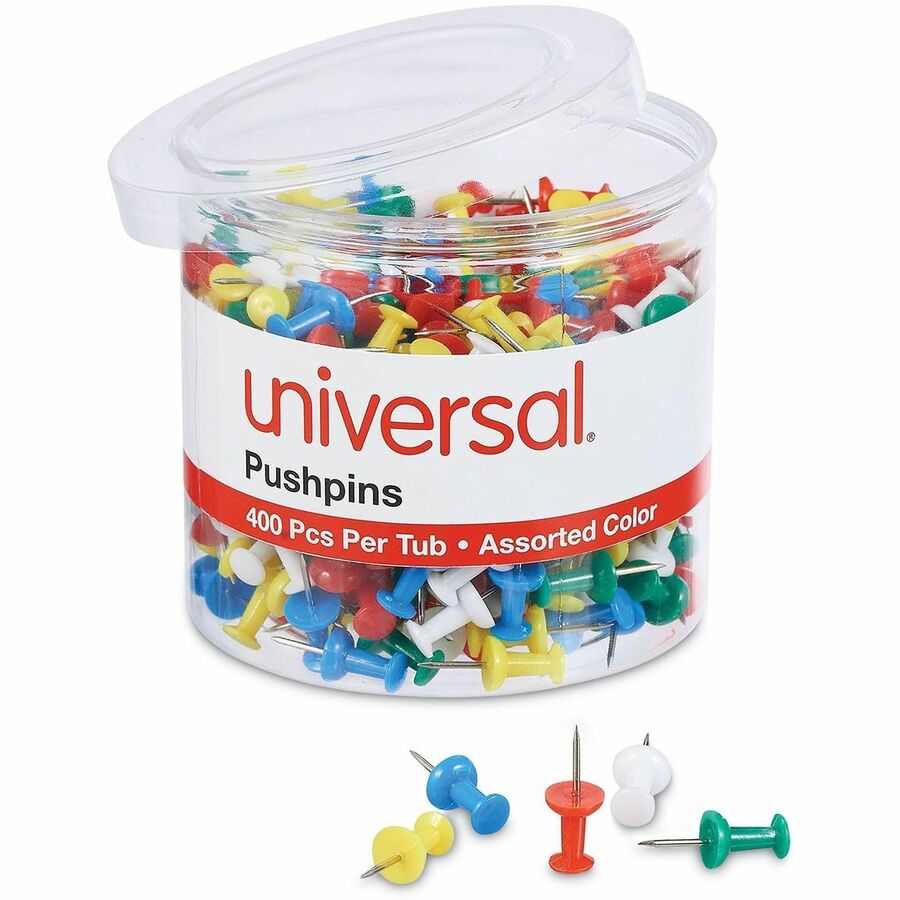 0.38" Shank - 0.25" Head - Assorted, Blue, Green, Red, White, Yellow - Plastic, Steel - 400 / Pack