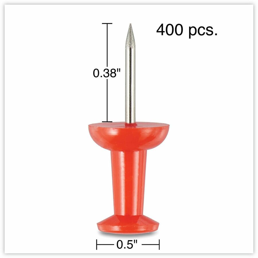 0.38" Shank - 0.25" Head - Assorted, Blue, Green, Red, White, Yellow - Plastic, Steel - 400 / Pack