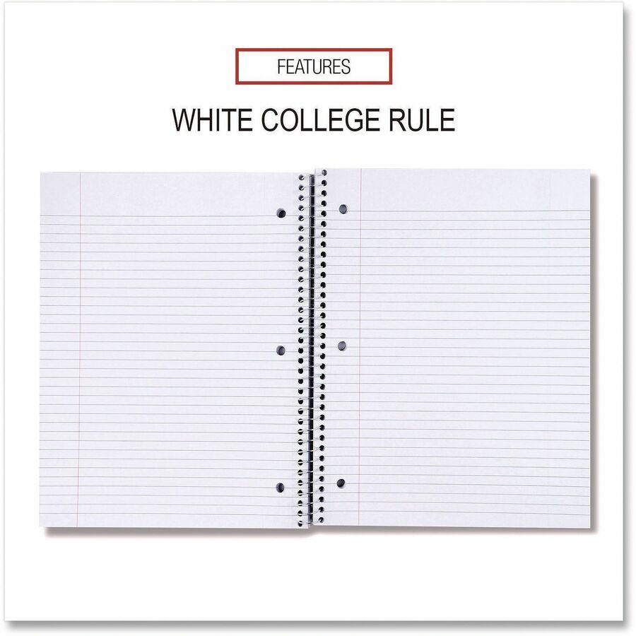 Universal Notebook, 1 Subject, 100 Sheets, Spiral Bound, College/Medium Ruled, Letter Size 11" x 8.5", Black Paperboard Cover