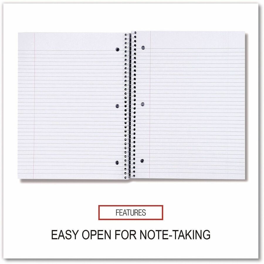Universal Notebook, 1 Subject, 100 Sheets, Spiral Bound, College/Medium Ruled, Letter Size 11" x 8.5", Black Paperboard Cover