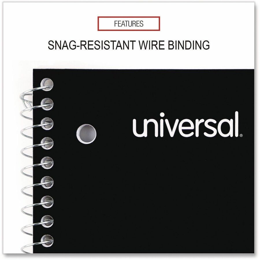 Universal Notebook, 1 Subject, 100 Sheets, Spiral Bound, College/Medium Ruled, Letter Size 11" x 8.5", Black Paperboard Cover
