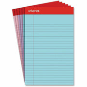 Universal Notepad, 1 Subject, Tape Bound, Narrow Ruled, 5" x 8", Assorted Pastel Paper, Paperboard Cover, 6 Pack