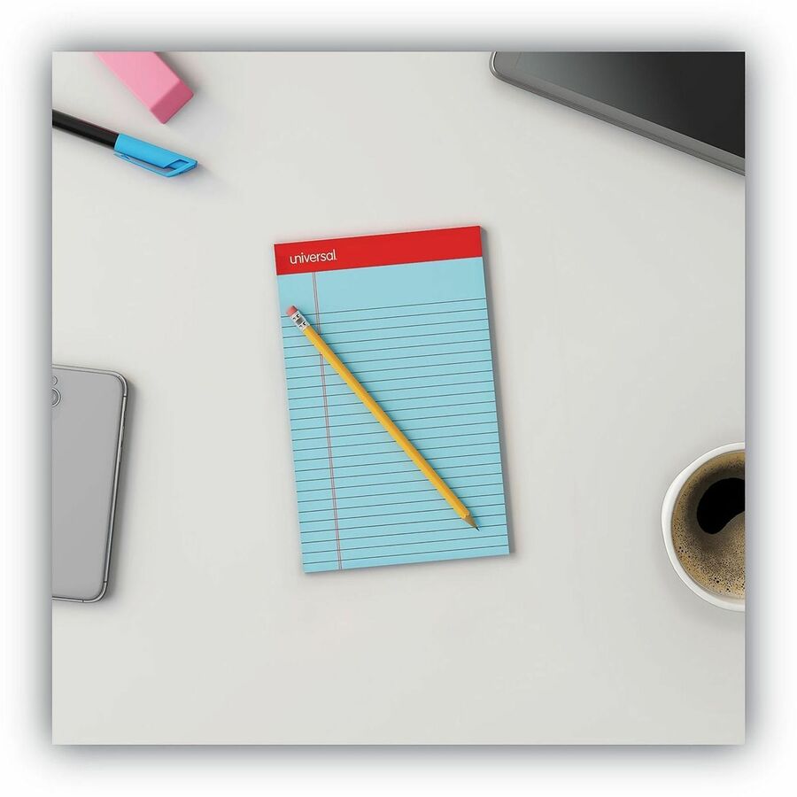 Universal Notepad, 1 Subject, Tape Bound, Narrow Ruled, 5" x 8", Assorted Pastel Paper, Paperboard Cover, 6 Pack