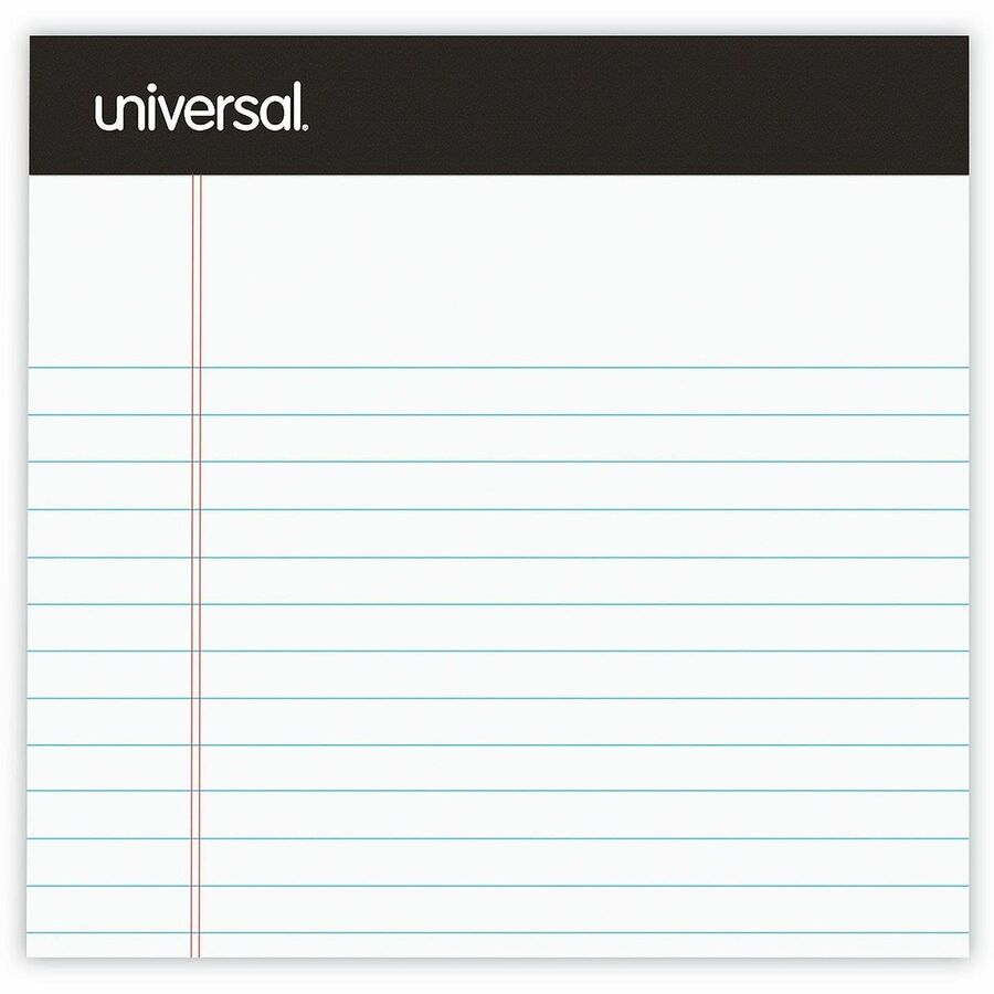 Universal Notepad, 1 Subject, Tape Bound, Narrow Ruled Margin, 5" x 8", White Paper, Chipboard Cover, 12 Pack