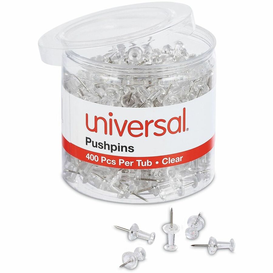 0.38" Shank - 0.25" Head - Clear - Plastic, Steel - 400 / Pack