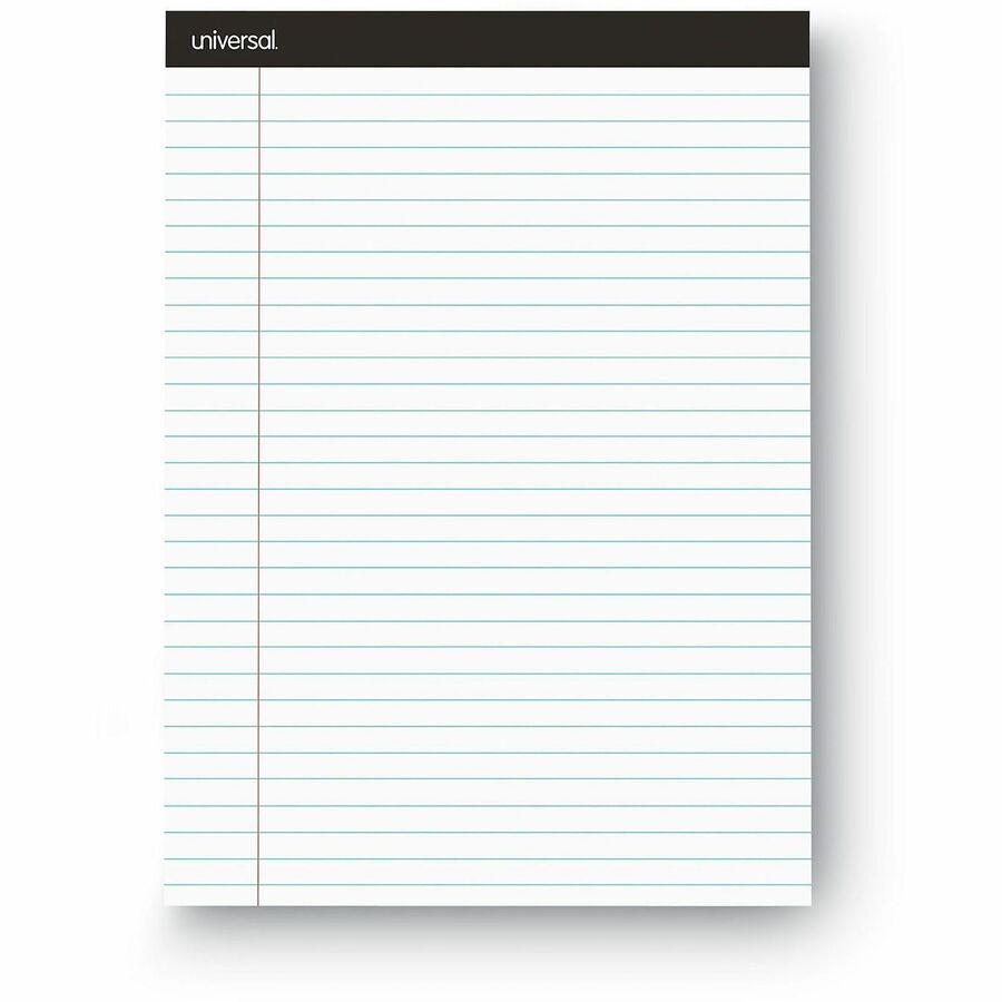 Universal Notepad, 1 Subject, Legal Ruled, 8.5" x 11" Sheets, White Paper, Chipboard Cover, Glued Top, 12 Pack