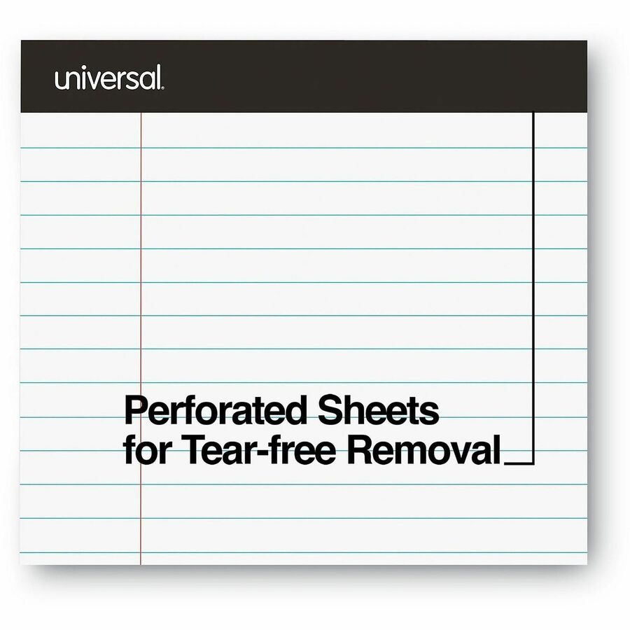 Universal Notepad, 1 Subject, Legal Ruled, 8.5" x 11" Sheets, White Paper, Chipboard Cover, Glued Top, 12 Pack