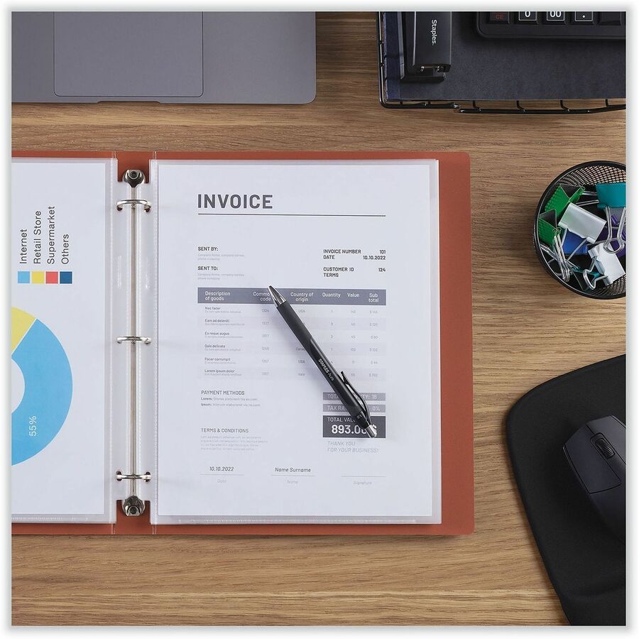 Universal Sheet Protector, Letter Size, 29-Sheet Capacity, 3-Hole Punched, Side Loading, Clear Polypropylene, 25 Pack
