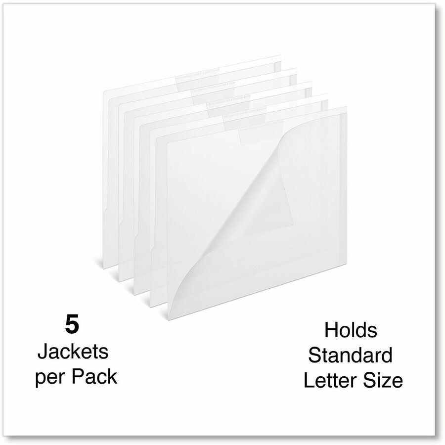 Universal Letter Project File, 8.5" x 11", Clear, Plastic Polypropylene, Unpunched, 5 Pack