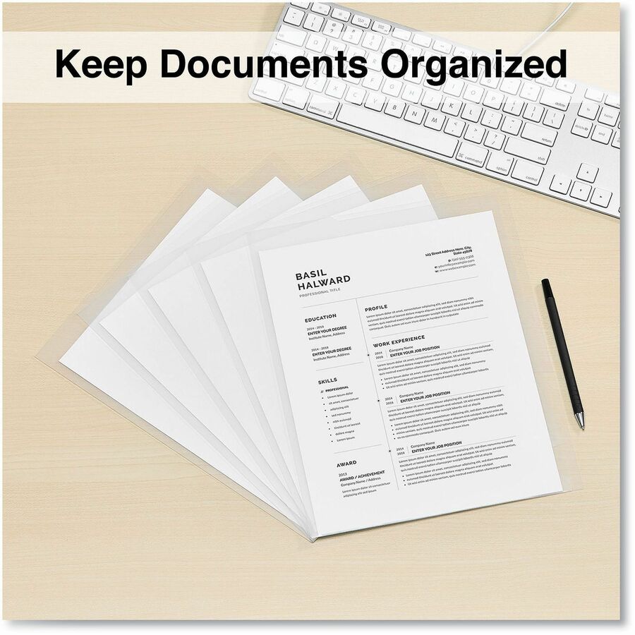 Universal Letter Project File, 8.5" x 11", Clear, Plastic Polypropylene, Unpunched, 5 Pack