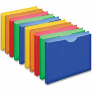 Universal Straight Tab Cut Letter File Jacket, 8 1/2" x 11", 1" Expansion, Plastic, Polypropylene, Assorted Colors, Unpunched, 10 Pack
