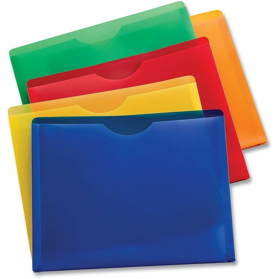 Universal Straight Tab Cut Letter File Jacket, 8 1/2" x 11", 1" Expansion, Plastic, Polypropylene, Assorted Colors, Unpunched, 10 Pack