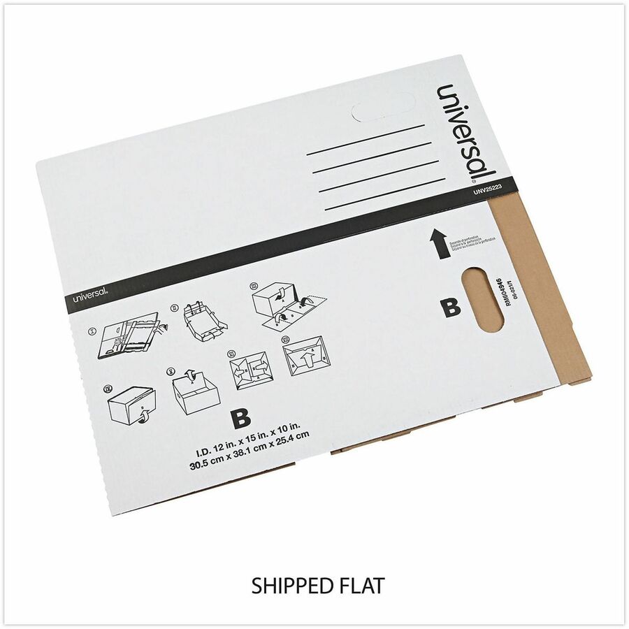 Universal Storage Case, Medium Duty, Lift-off Lid, Letter/Legal Size, White, Corrugated Paper, 12" x 15" x 10", 10/Carton