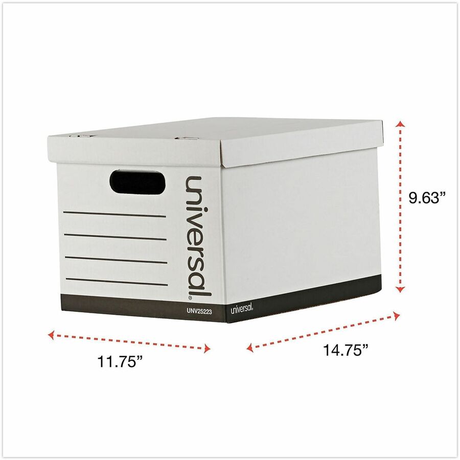 Universal Storage Case, Medium Duty, Lift-off Lid, Letter/Legal Size, White, Corrugated Paper, 12" x 15" x 10", 10/Carton