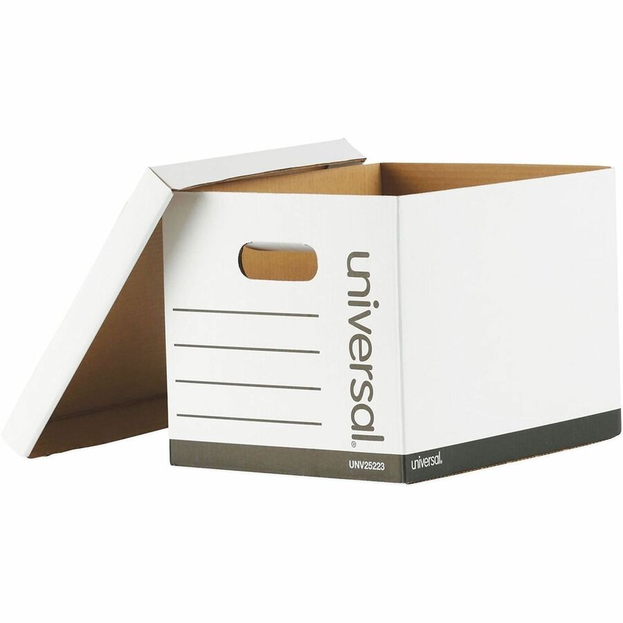 Universal Storage Case, Medium Duty, Lift-off Lid, Letter/Legal Size, White, Corrugated Paper, 12" x 15" x 10", 10/Carton