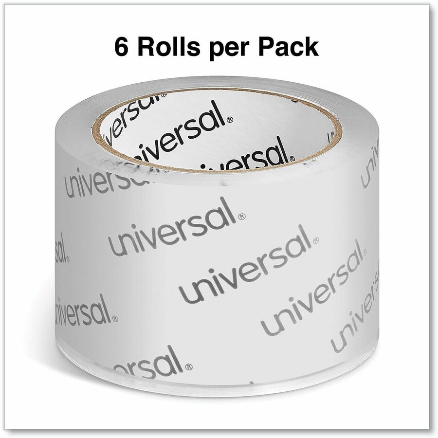 Universal Packaging Tape, Clear, Acrylic, 2.83" x 54.70 yd, 2.6 mil Thickness, 3" Core, 6 Pack