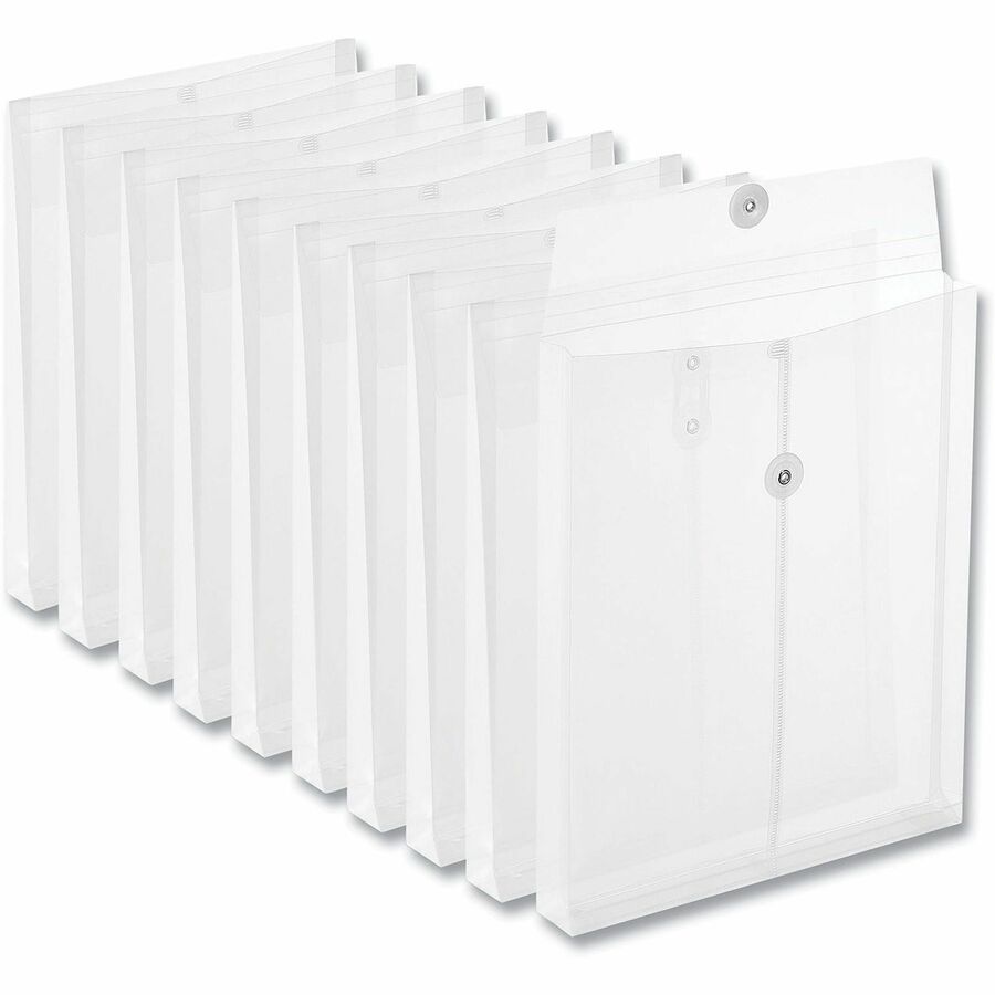 File - Letter - 9 49/64" Width x 11 47/64" Length - String/Button - Clear - Plastic, Polypropylene - 10 / Pack