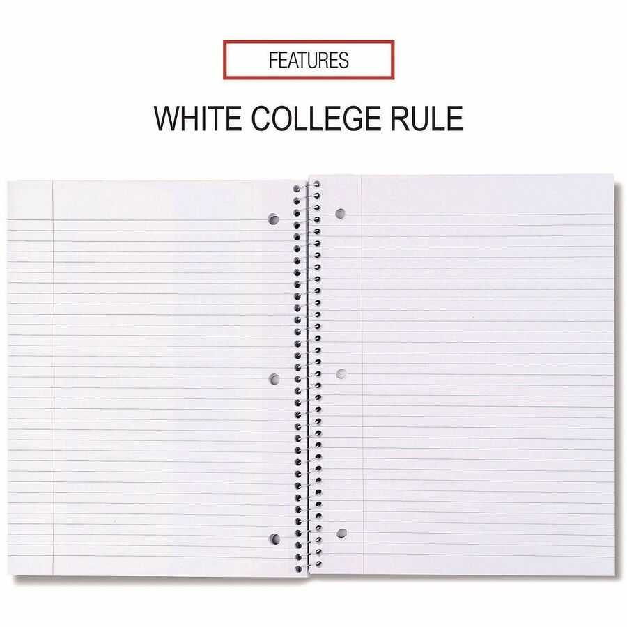 Universal Notebook, 1 Subject, 70 Sheets, College/Medium Ruled, 10.5" x 8", White Paper, Assorted Paperboard Cover, Spiral Bound, 4 Pack