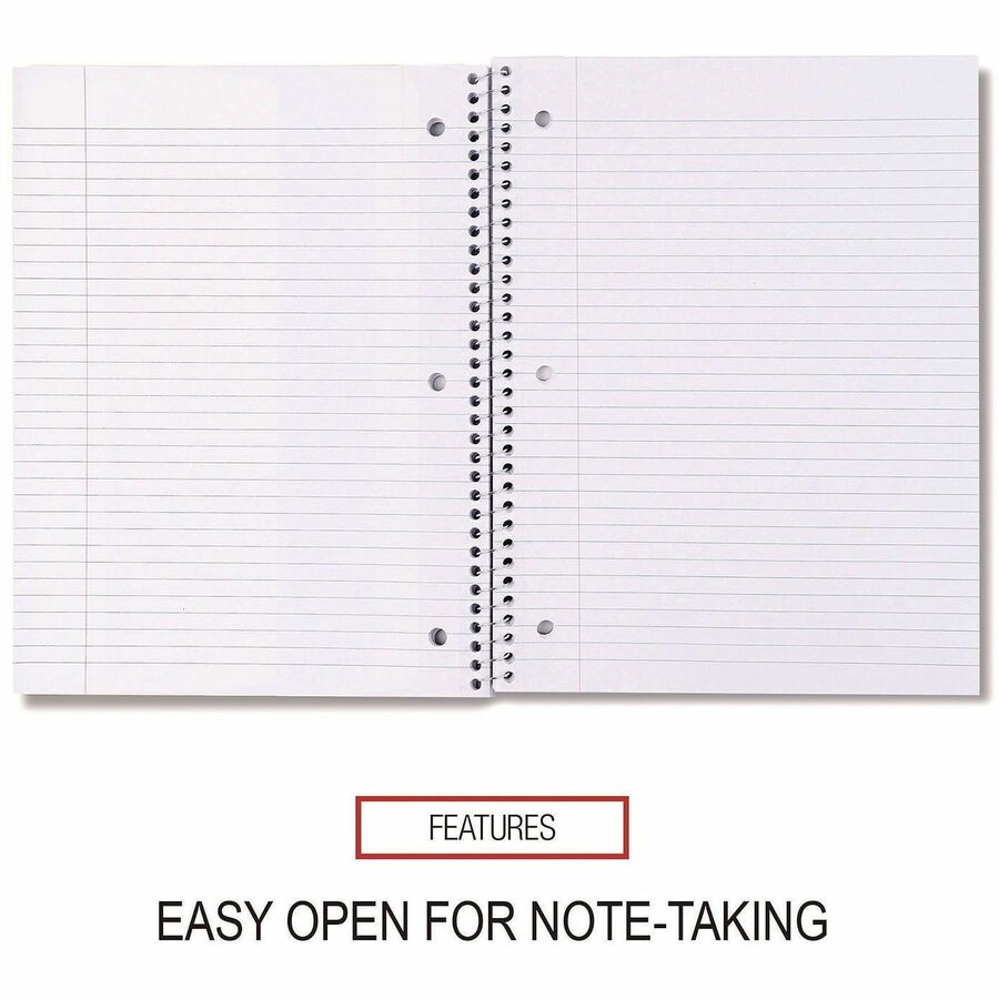 Universal Notebook, 1 Subject, Spiral, College Ruled, 3 Holes, 10.5" x 8", White Paper, Black Paperboard Cover