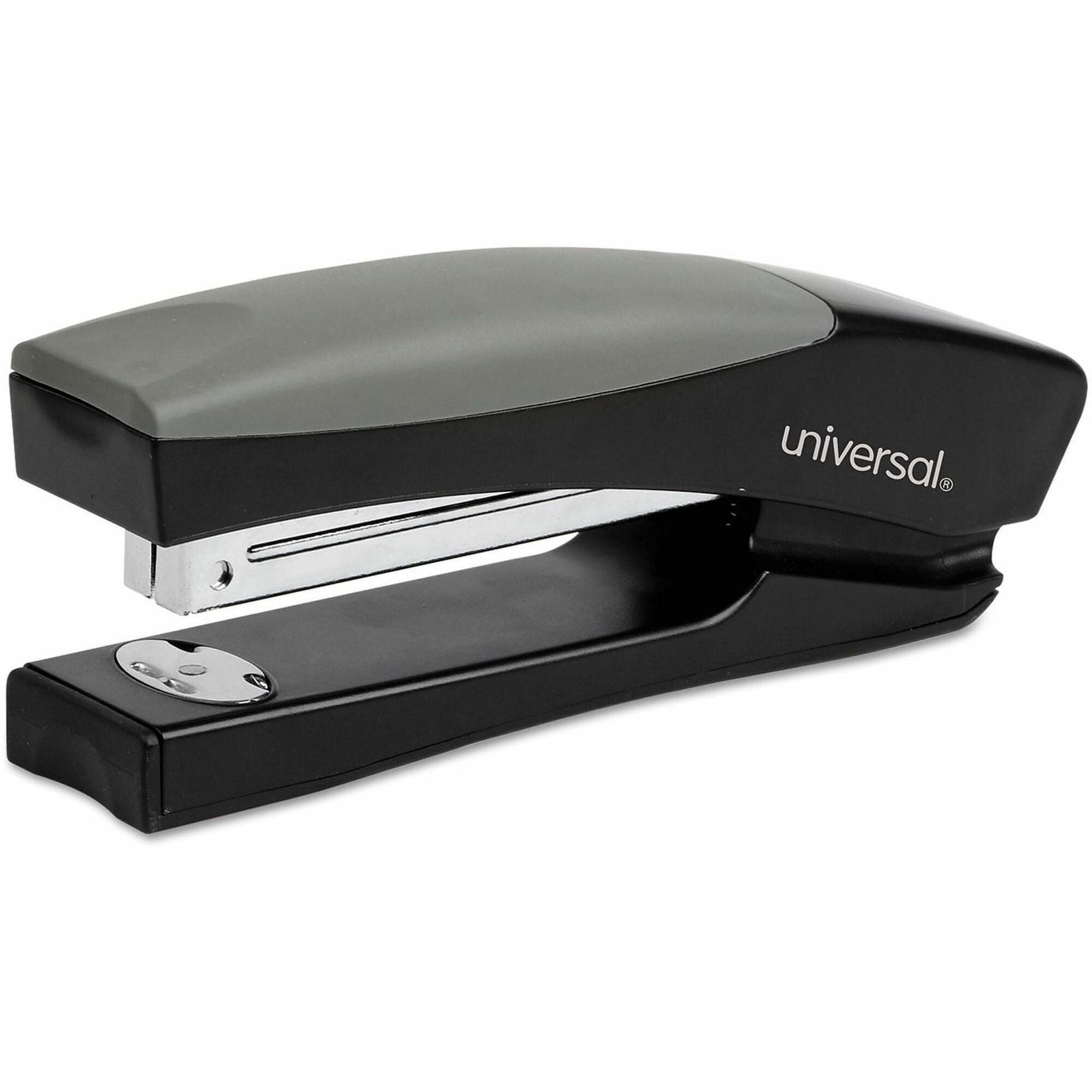 Staples Upto 20 Sheet - Holds Upto 210 Staple - Full Strip - Staple Size: 0.25" - 4" Throat Depth - 0.50" Crown Width - Top Loading - Black, Gray - Metal, Plastic - 1 Each