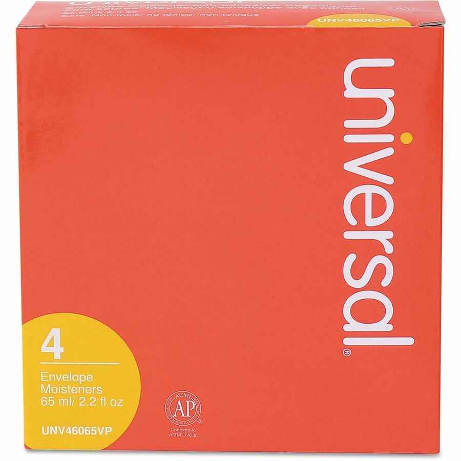 Universal Envelope Moistener, 2.20 oz, Clear, Adhesive, Clog-free, Fast-drying, Non-toxic, Polymer, 4 Pack
