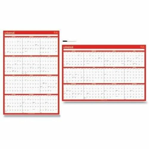 Monthly - 12 Month - January 2026 to December 2026 - White/Red Sheet - Wall Mount - Erasable, Write on/Wipe off, Double-sided, Planing Calendar, Printed, Monthly Planner, Date Indicator, Reversible - 1 Each
