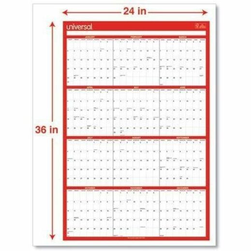 Monthly - 12 Month - January 2026 to December 2026 - White/Red Sheet - Wall Mount - Erasable, Write on/Wipe off, Double-sided, Planing Calendar, Printed, Monthly Planner, Date Indicator, Reversible - 1 Each