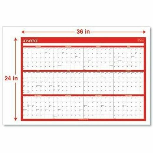 Monthly - 12 Month - January 2026 to December 2026 - White/Red Sheet - Wall Mount - Erasable, Write on/Wipe off, Double-sided, Planing Calendar, Printed, Monthly Planner, Date Indicator, Reversible - 1 Each