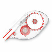 Universal Correction Tape, 0.20" x 32.83 ft, 1 Line, White Tape, Clear/Red Dispenser, Tear Resistant, Non-refillable, Film-based, Easy to Use, Ergonomic, 10/Pack