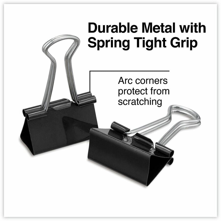 Medium - 1.3" Width - 0.63" Size Capacity - Black, Silver - Metal, Steel Wire - 36 / Pack
