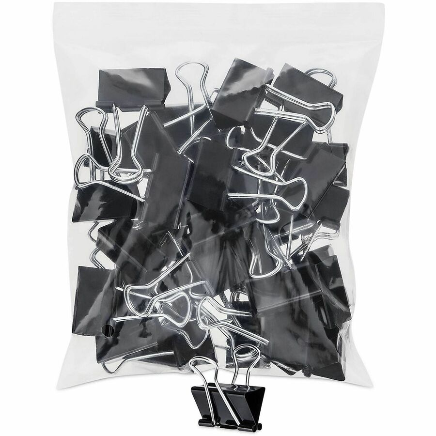 Medium - 1.3" Width - 0.63" Size Capacity - Black, Silver - Metal, Steel Wire - 36 / Pack