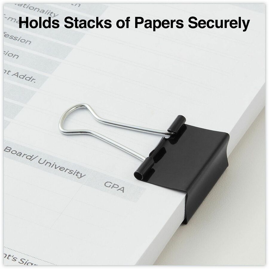 Medium - 1.3" Width - 0.63" Size Capacity - Black, Silver - Metal, Steel Wire - 36 / Pack