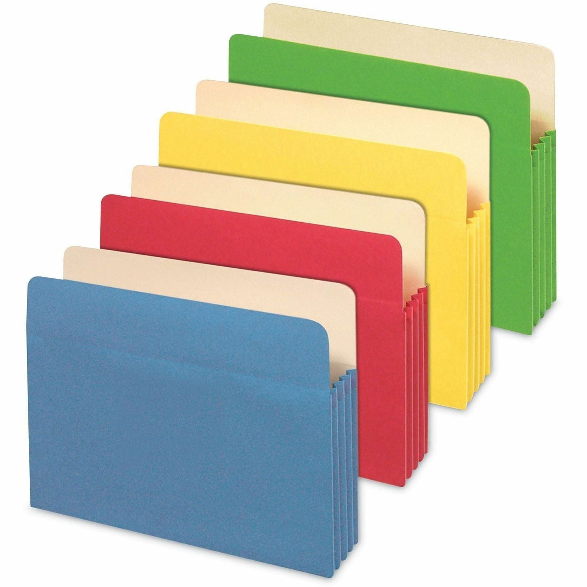 Universal Expanding File, Letter Size, 3 1/2" Expansion, 1 Pocket, Straight Top Tab, Assorted Colors, 5/Box