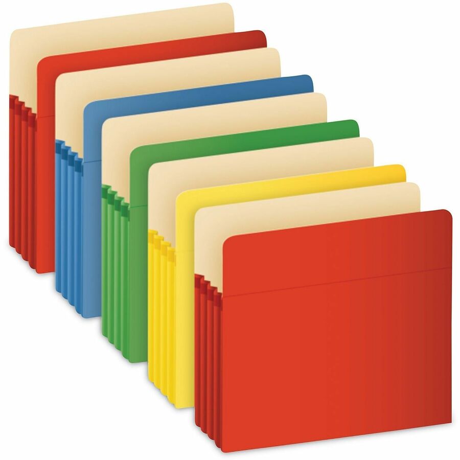 Universal Expanding File, Letter Size, 3 1/2" Expansion, 1 Pocket, Straight Top Tab, Assorted Colors, 5/Box