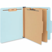Universal 2/5 Tab Cut Letter Classification Folder, 8.5" x 11", 2.5" Expansion, 6 Fasteners, 2 Dividers, Light Blue, 20/Box
