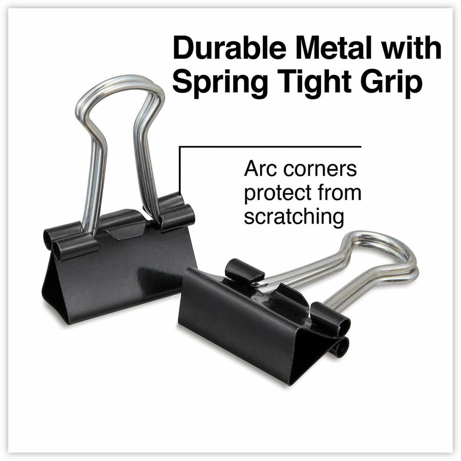 Mini - 0.6" Width - 0.25" Size Capacity - Black, Silver - Metal, Steel Wire - 36 / Pack