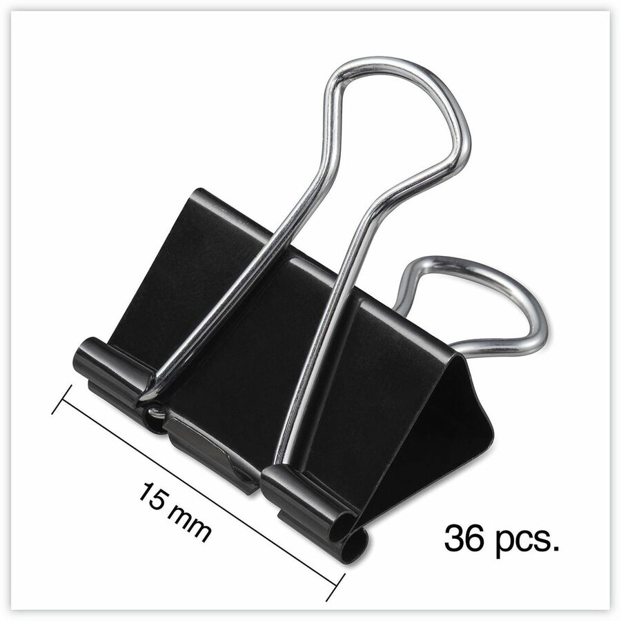 Mini - 0.6" Width - 0.25" Size Capacity - Black, Silver - Metal, Steel Wire - 36 / Pack
