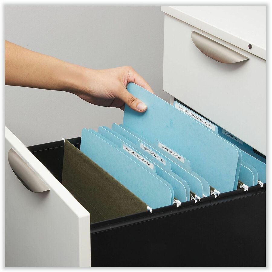 Universal 2/5 Tab Cut Letter Classification Folder, 8.5" x 11", 2.5" Expansion, 6 Fasteners, 2 Dividers, Light Blue, Box of 20