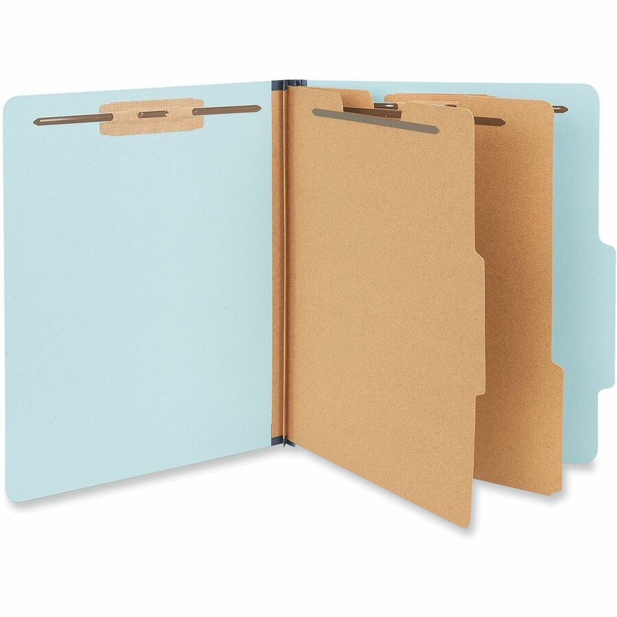 Universal 2/5 Tab Cut Letter Classification Folder, 8.5" x 11", 2.5" Expansion, 6 Fasteners, 2 Dividers, Light Blue, Box of 20