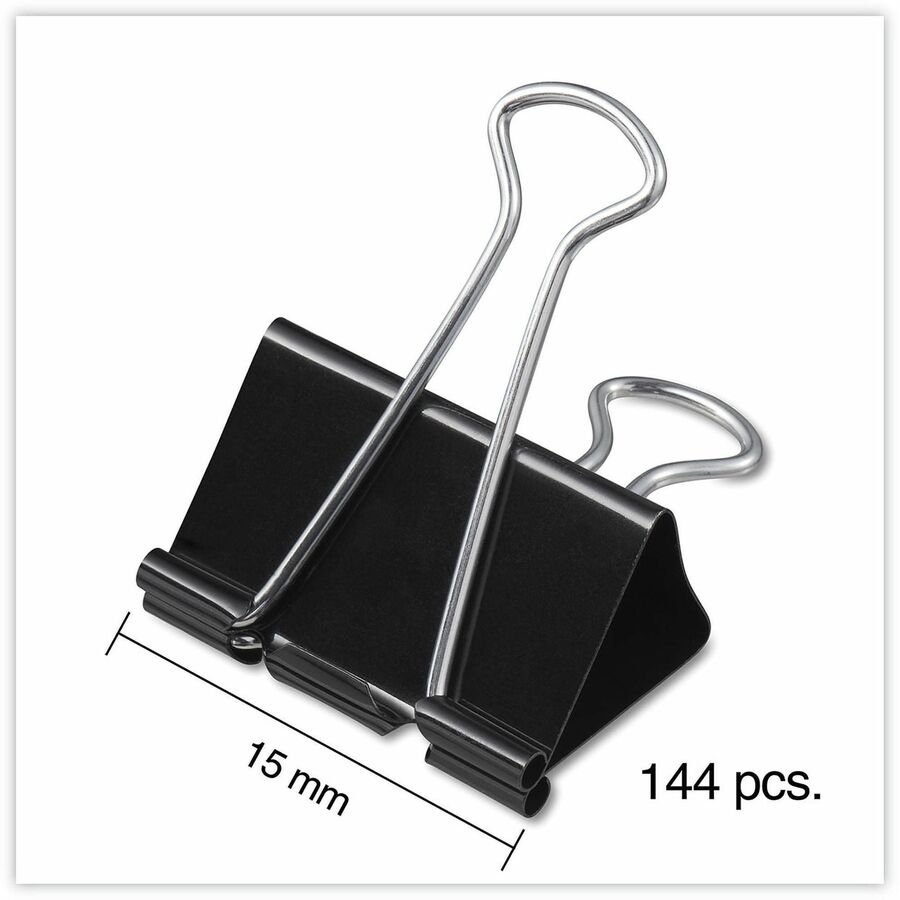 Mini - 0.6" Width - 0.25" Size Capacity - Black, Silver - Metal, Steel Wire - 144 / Pack