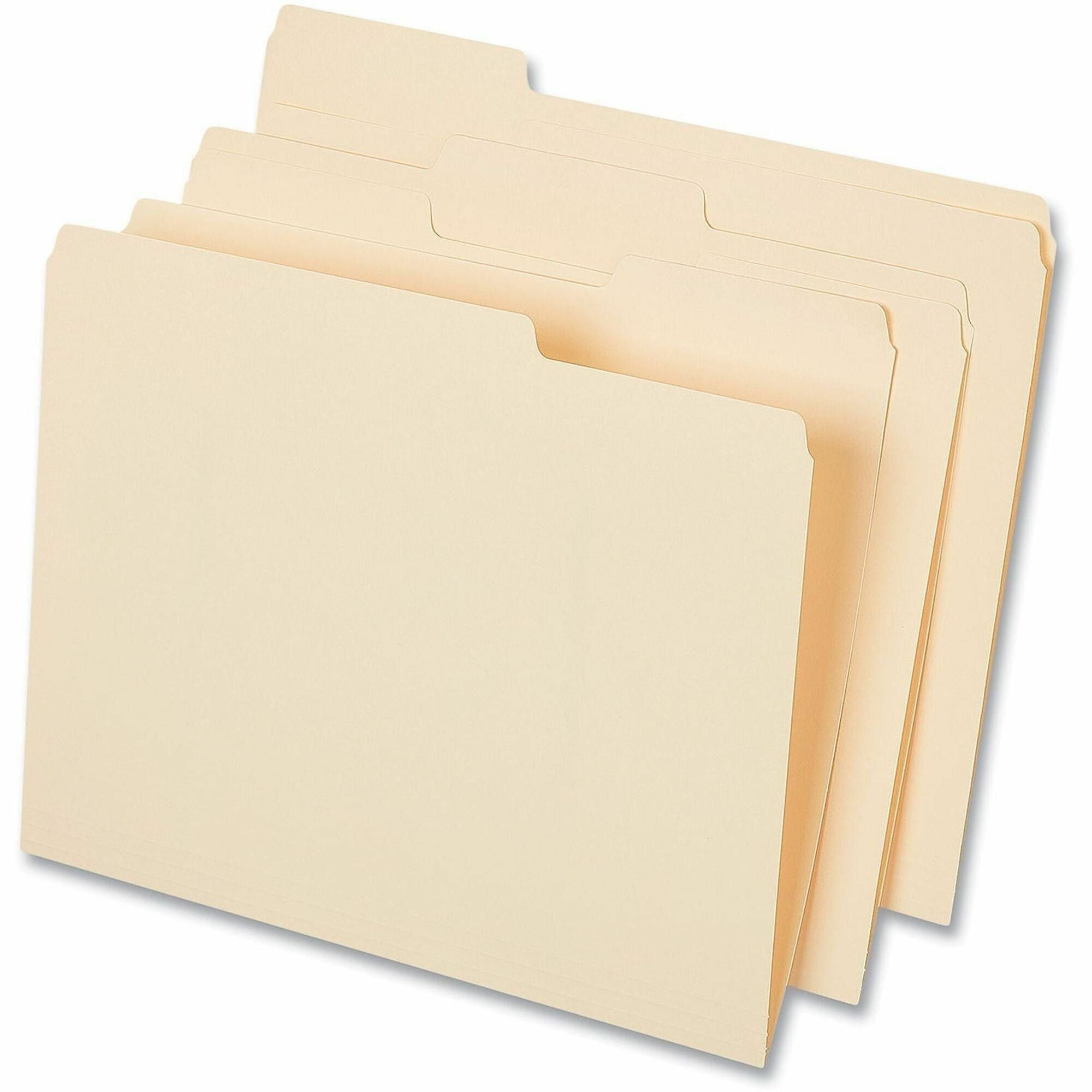 Universal 1/3 Tab Cut Letter Top Tab File Folders, 8.5" x 11", 3/4" Expansion, Assorted Tab Position, 11 pt. Manila, Box of 50