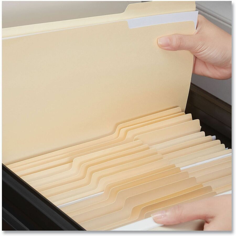 Universal 1/3 Tab Cut Letter Top Tab File Folders, 8.5" x 11", 3/4" Expansion, Assorted Tab Position, 11 pt. Manila, Box of 50