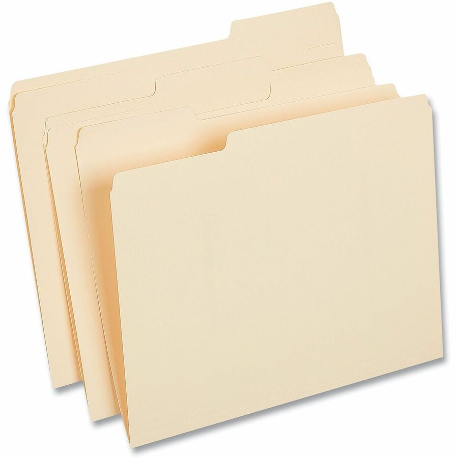 Universal 1/3 Tab Cut Letter Top Tab File Folders, 8.5" x 11", 3/4" Expansion, Assorted Tab Position, 11 pt. Manila, Box of 50